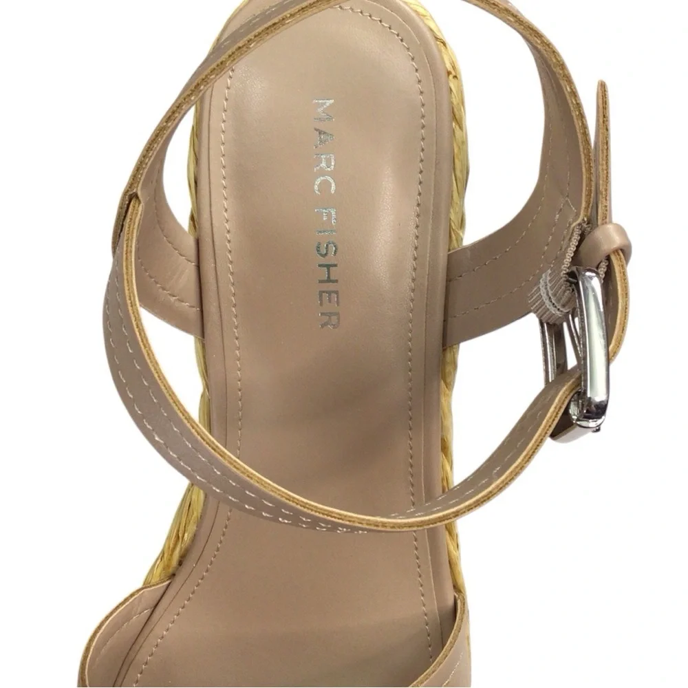 Marc Fisher Tan Wedge Sandals with Jute Platform NWT size 8.5